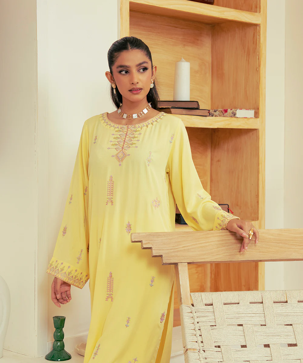 2PC - Embroidered Self Textured Suit - Image 7