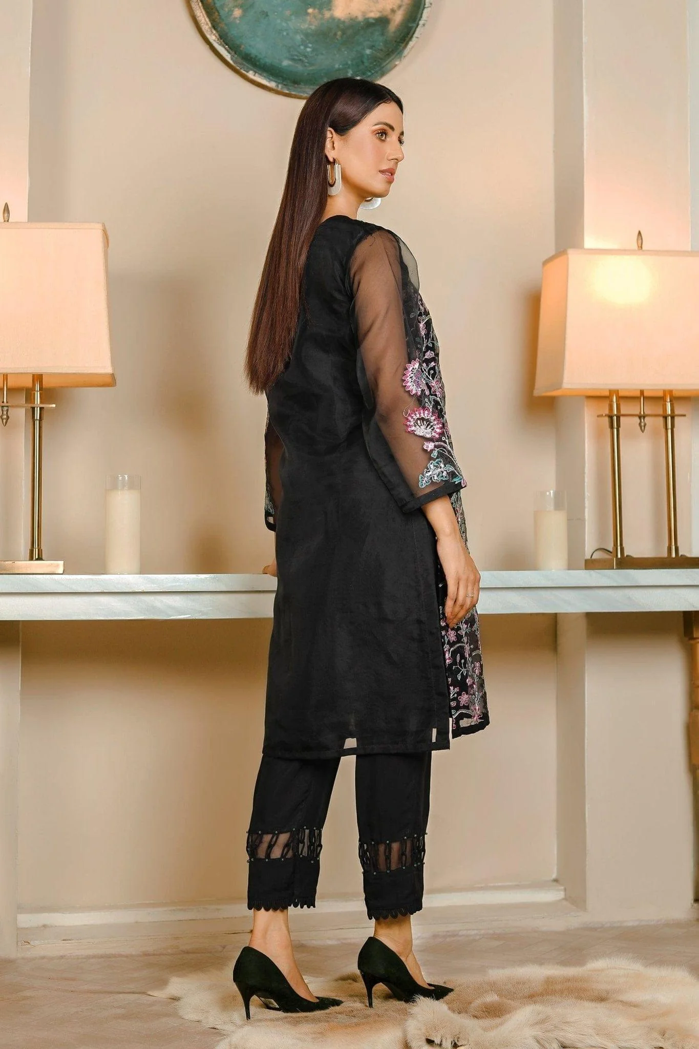 2PC - Embroidered Organza Suit - Image 7