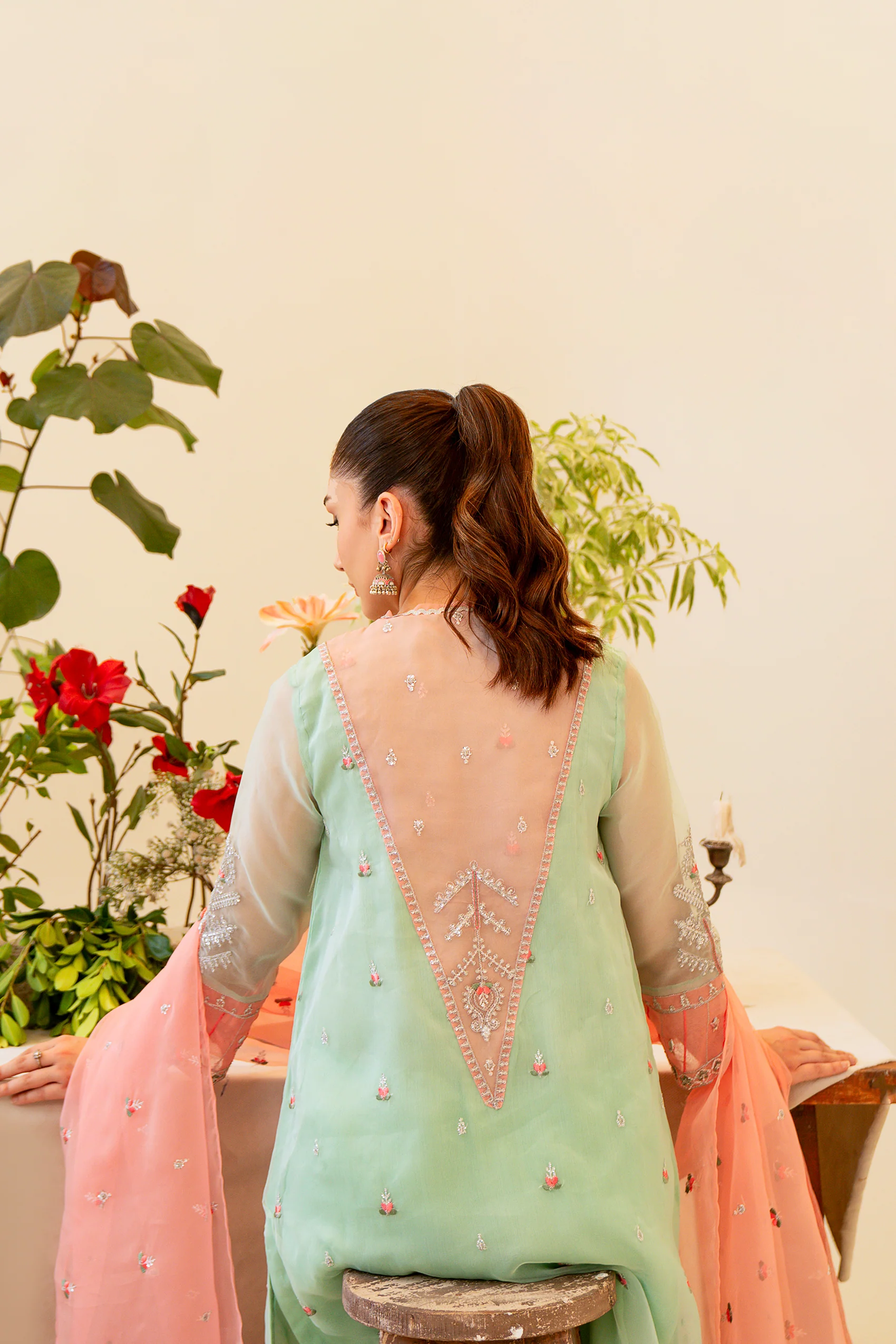 3PC - Embroidered Organza Suit - Image 3
