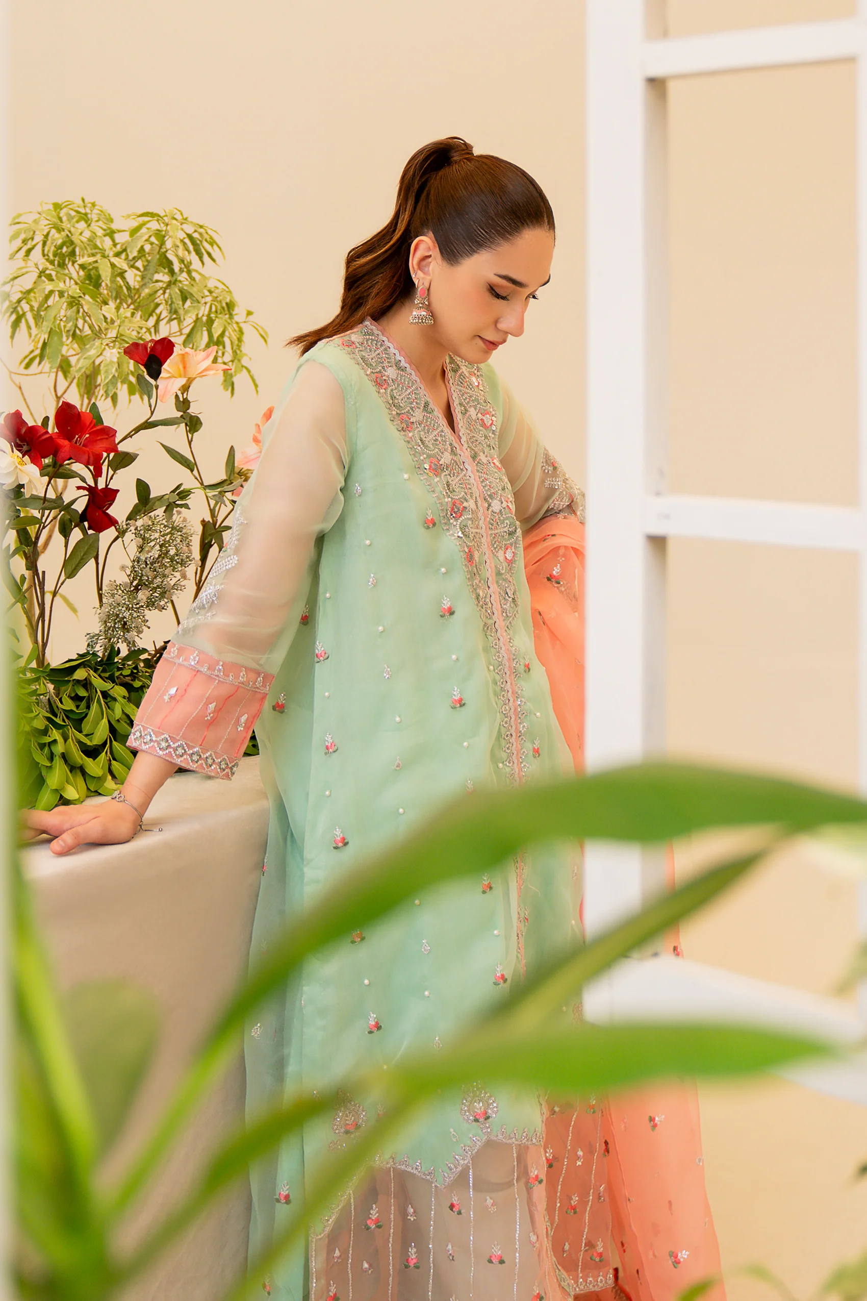 3PC - Embroidered Organza Suit - Image 5