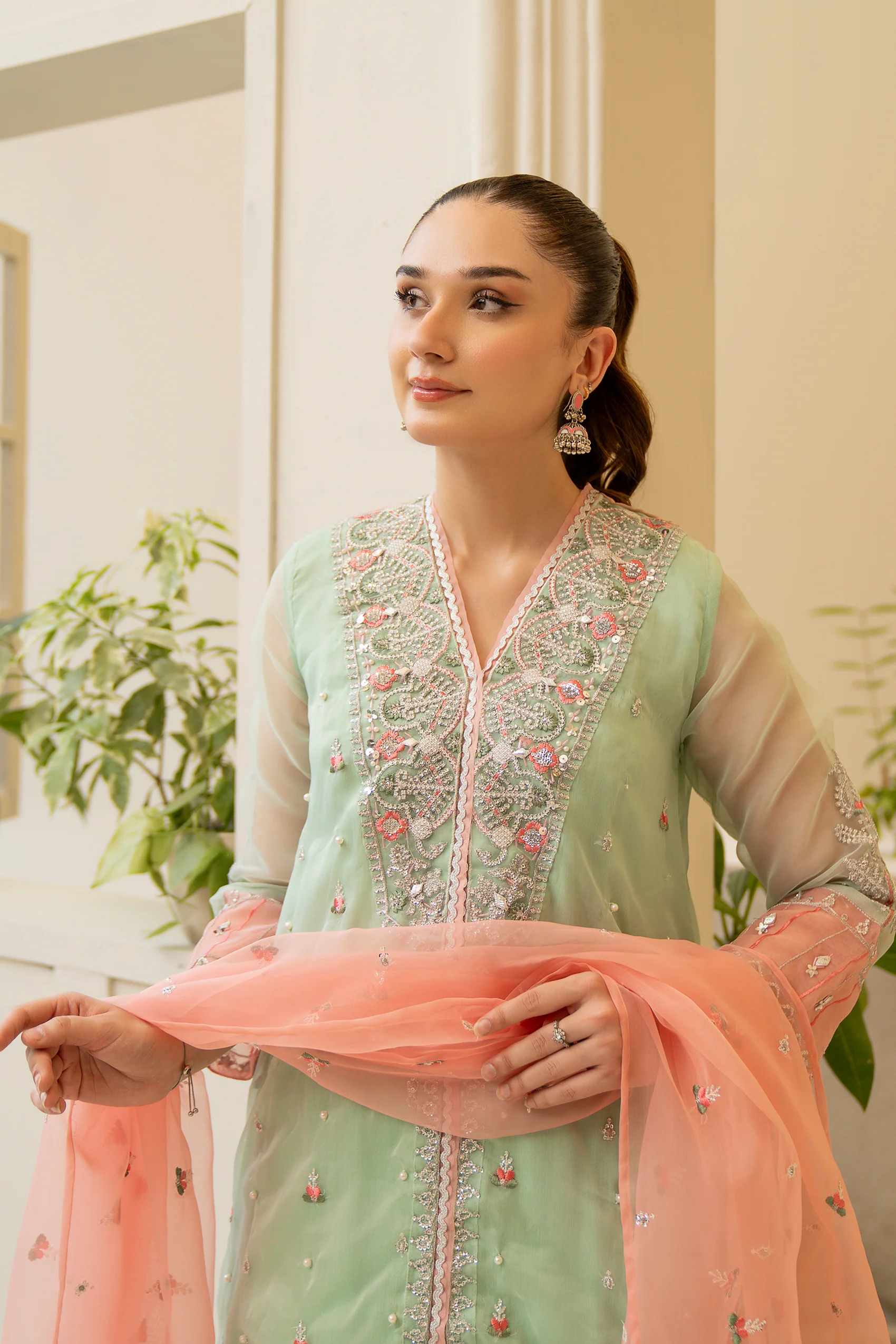 3PC - Embroidered Organza Suit - Image 7