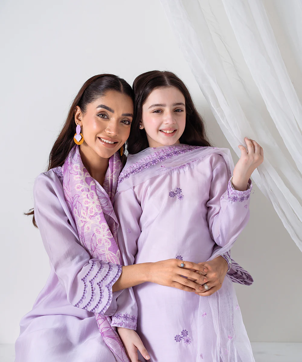 3PC - Embroidered Silk Lawn Suit - Image 3