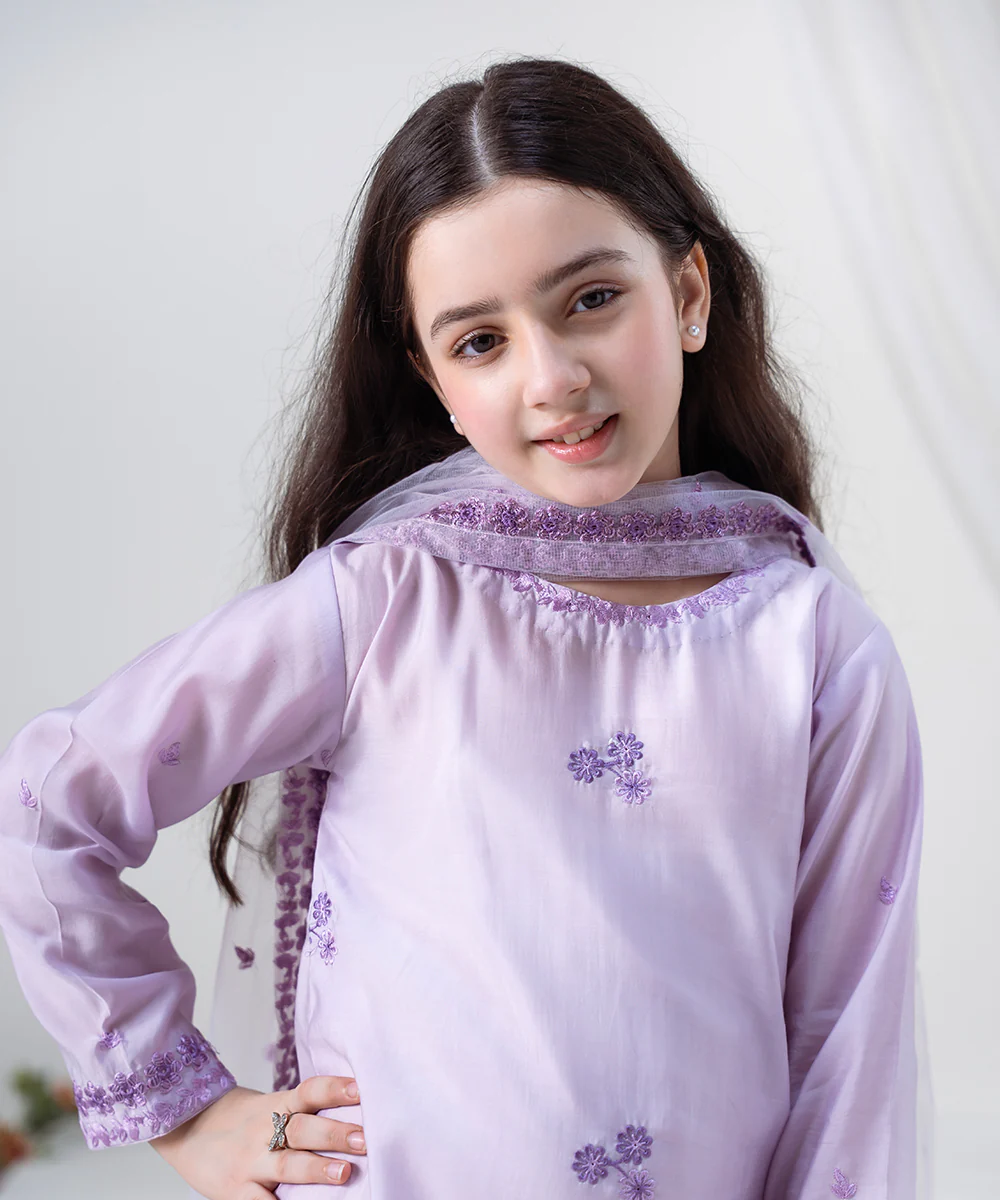 3PC - Embroidered Silk Lawn Suit - Image 4