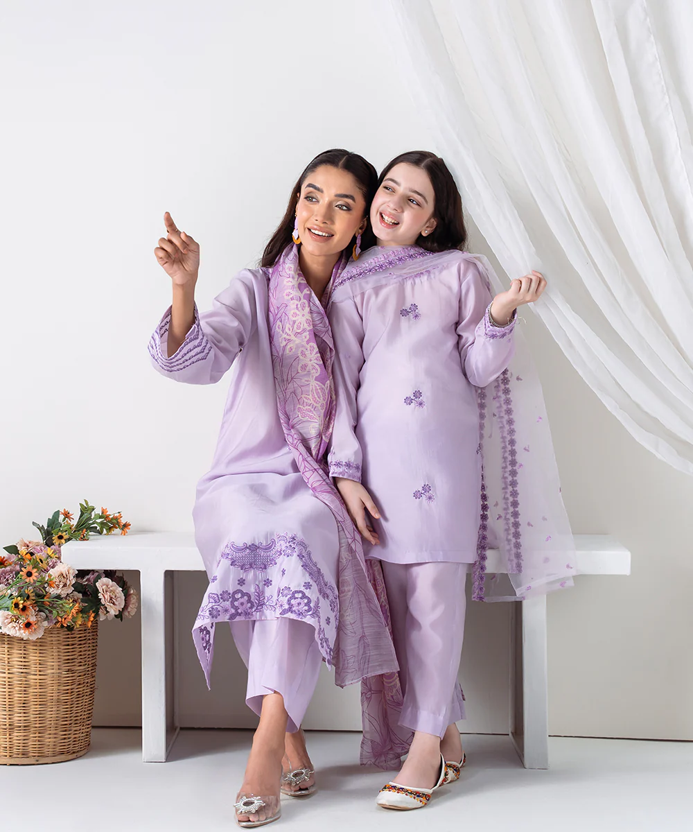 3PC - Embroidered Silk Lawn Suit - Image 5