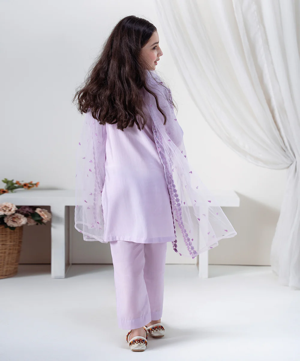 3PC - Embroidered Silk Lawn Suit - Image 6