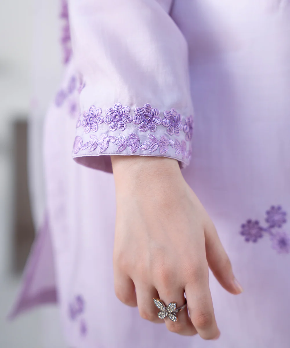 3PC - Embroidered Silk Lawn Suit - Image 7