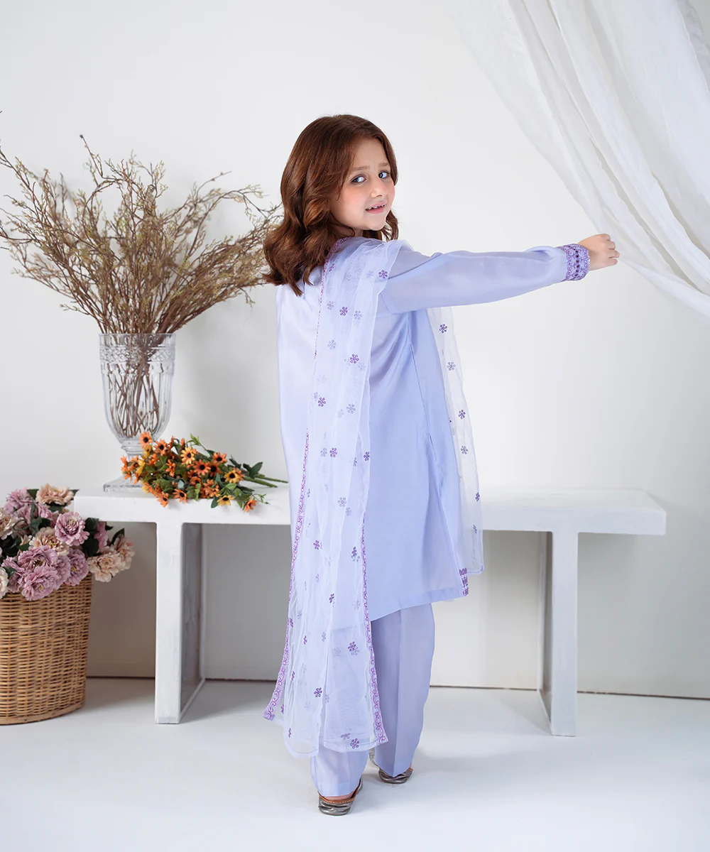 3PC - Embroidered Silk Lawn Suit - Image 3