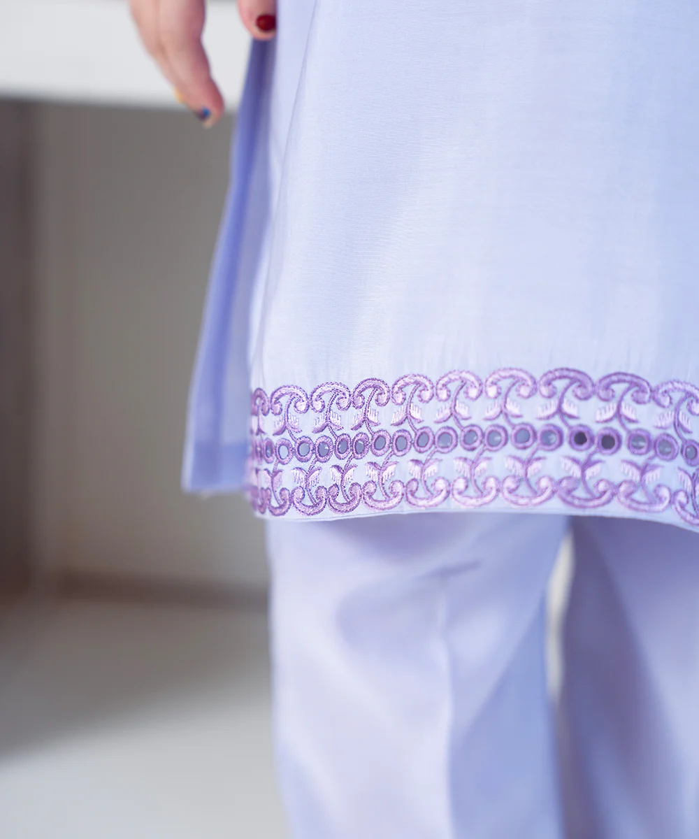 3PC - Embroidered Silk Lawn Suit - Image 7