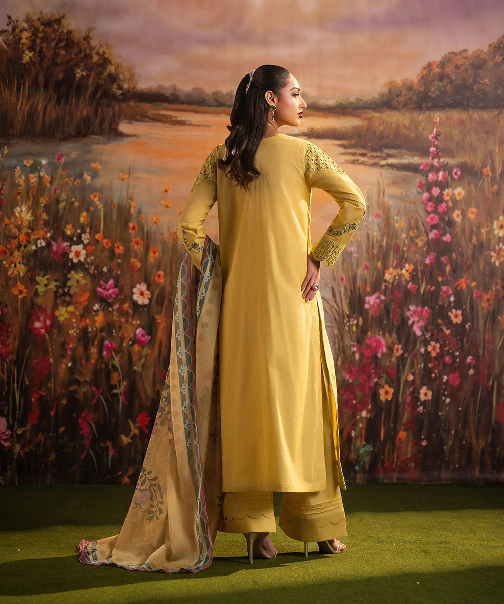 Lime Yellow Embroidered Lawn – 2PC Set - Image 3