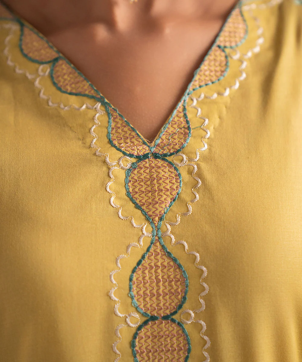 Lime Yellow Embroidered Lawn – 2PC Set - Image 4