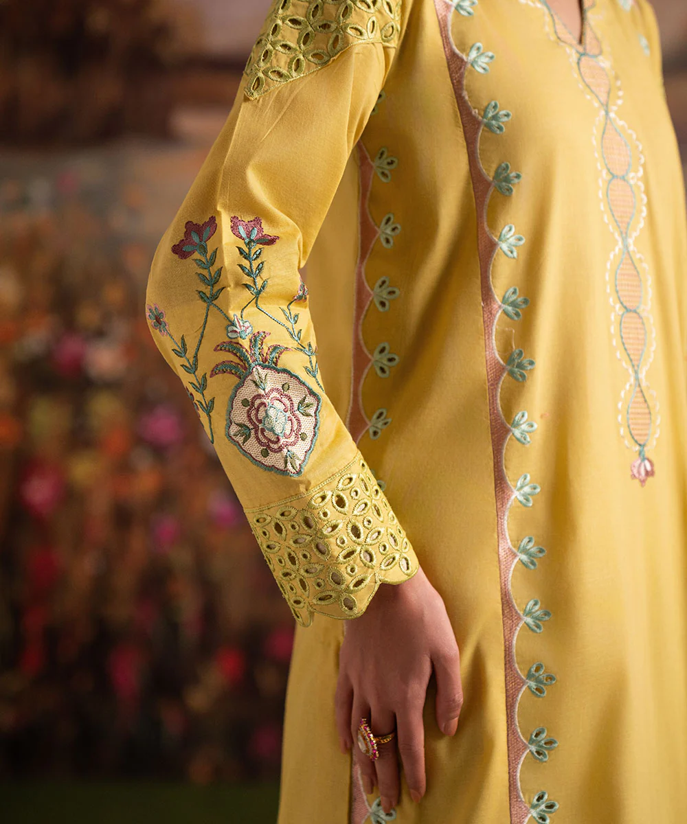 Lime Yellow Embroidered Lawn – 2PC Set - Image 5