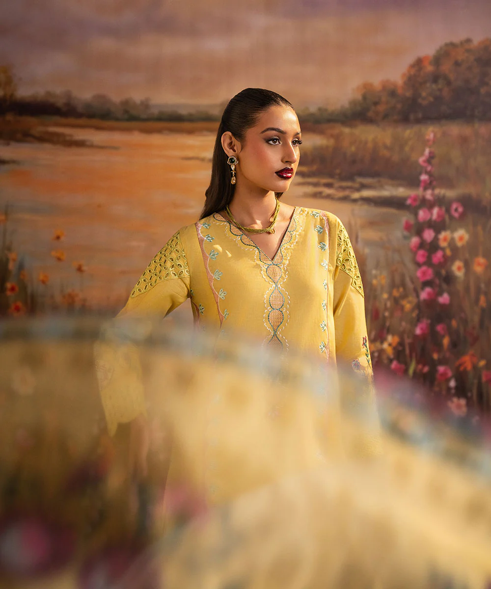 Lime Yellow Embroidered Lawn – 2PC Set - Image 6