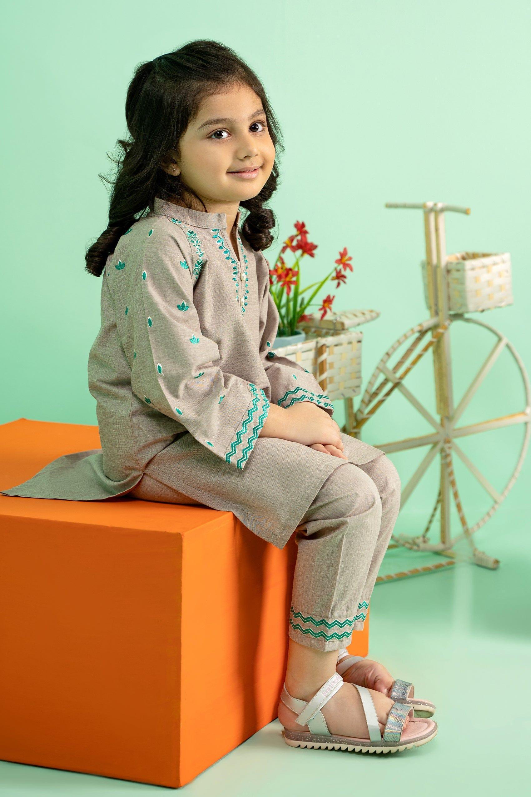2PC Girl - Embroidered Chambray Suit - Image 4