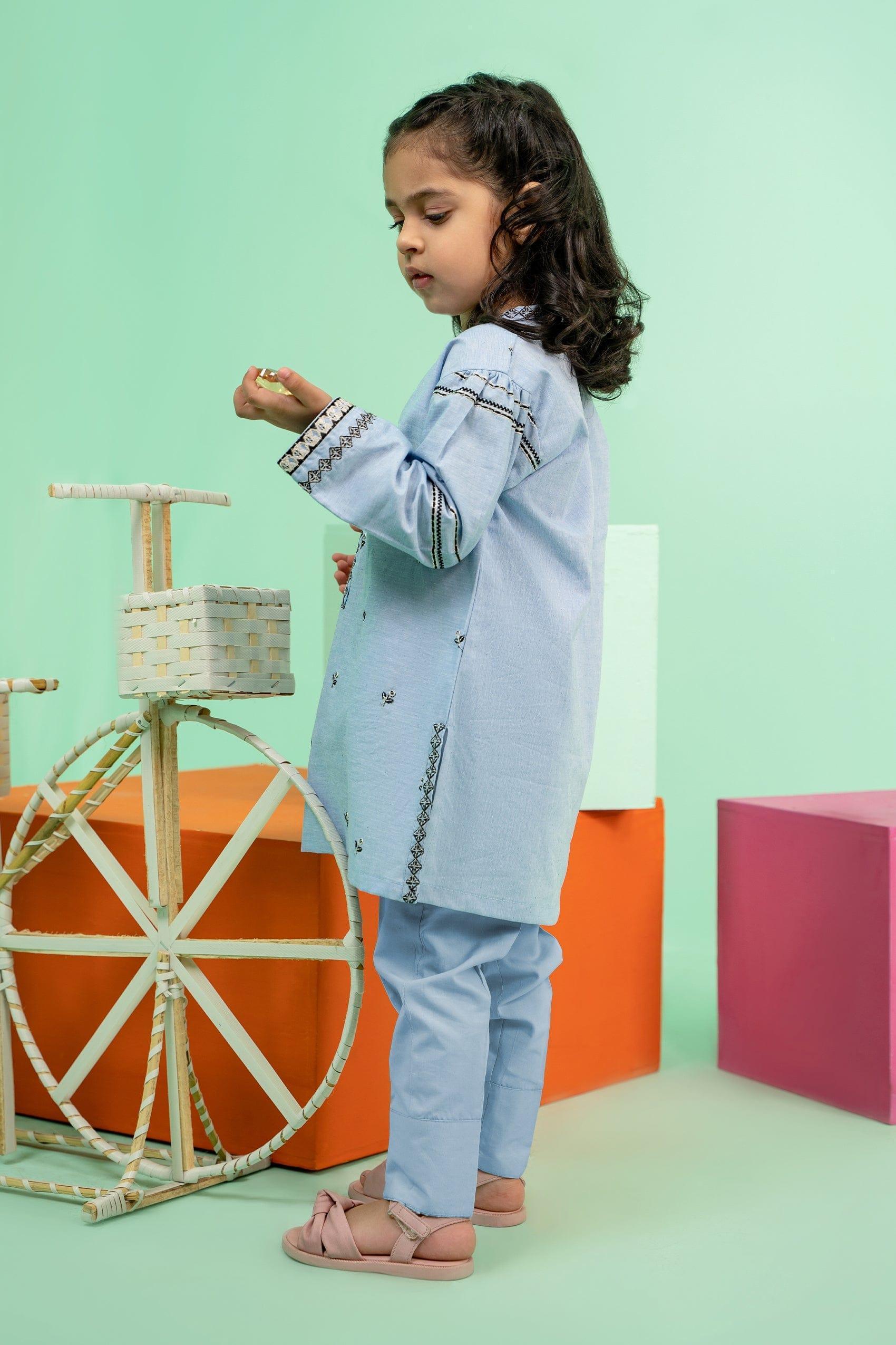 2PC Girl - Embroidered Chambray Suit - Image 3