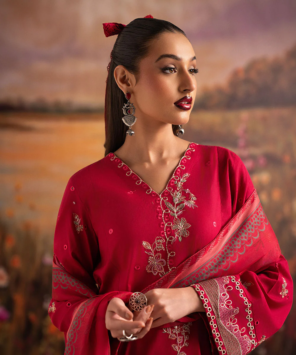 Red Embroidered Lawn – 2PC Set - Image 6