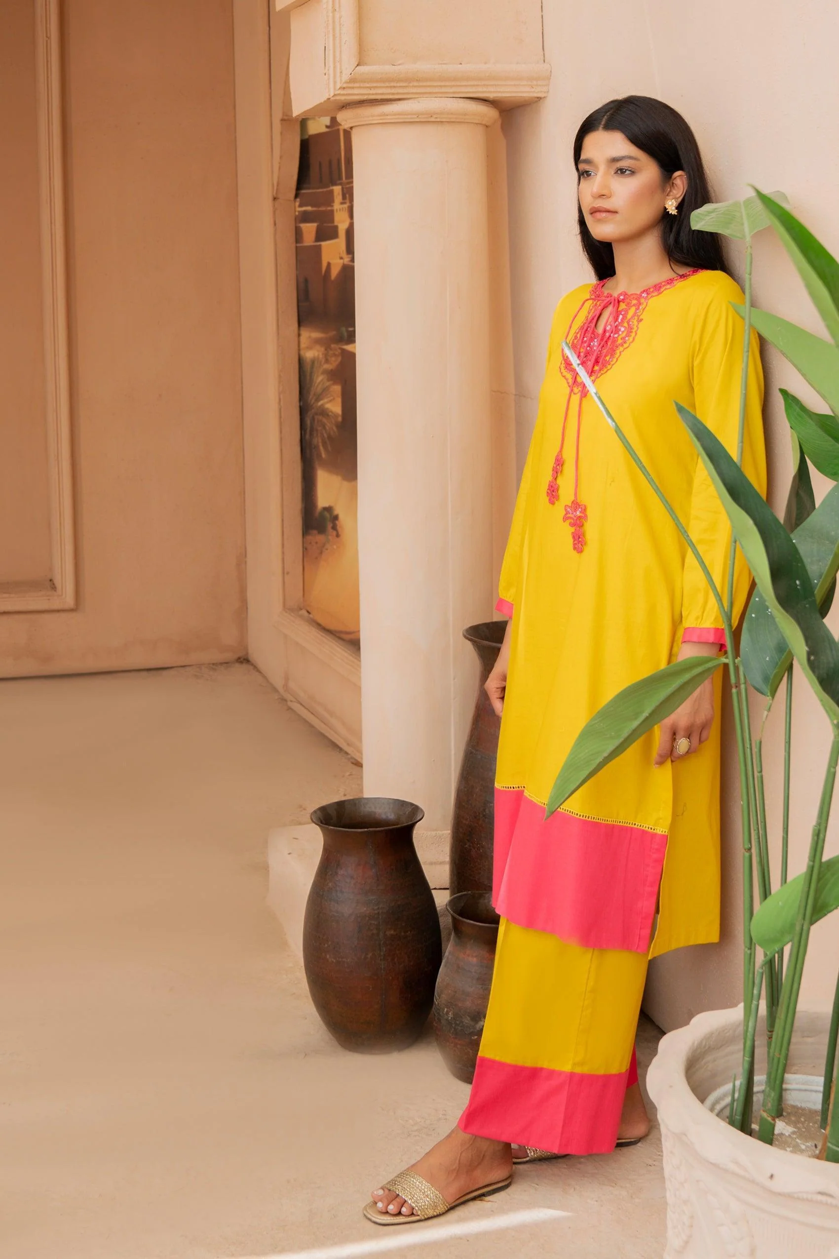 2PC - Embroidered Cotton Suit - Image 4
